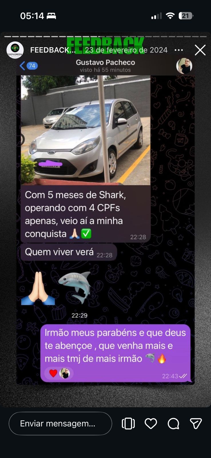 Depoimento de Gustavo Pacheco — cliente Shark / Start PRO